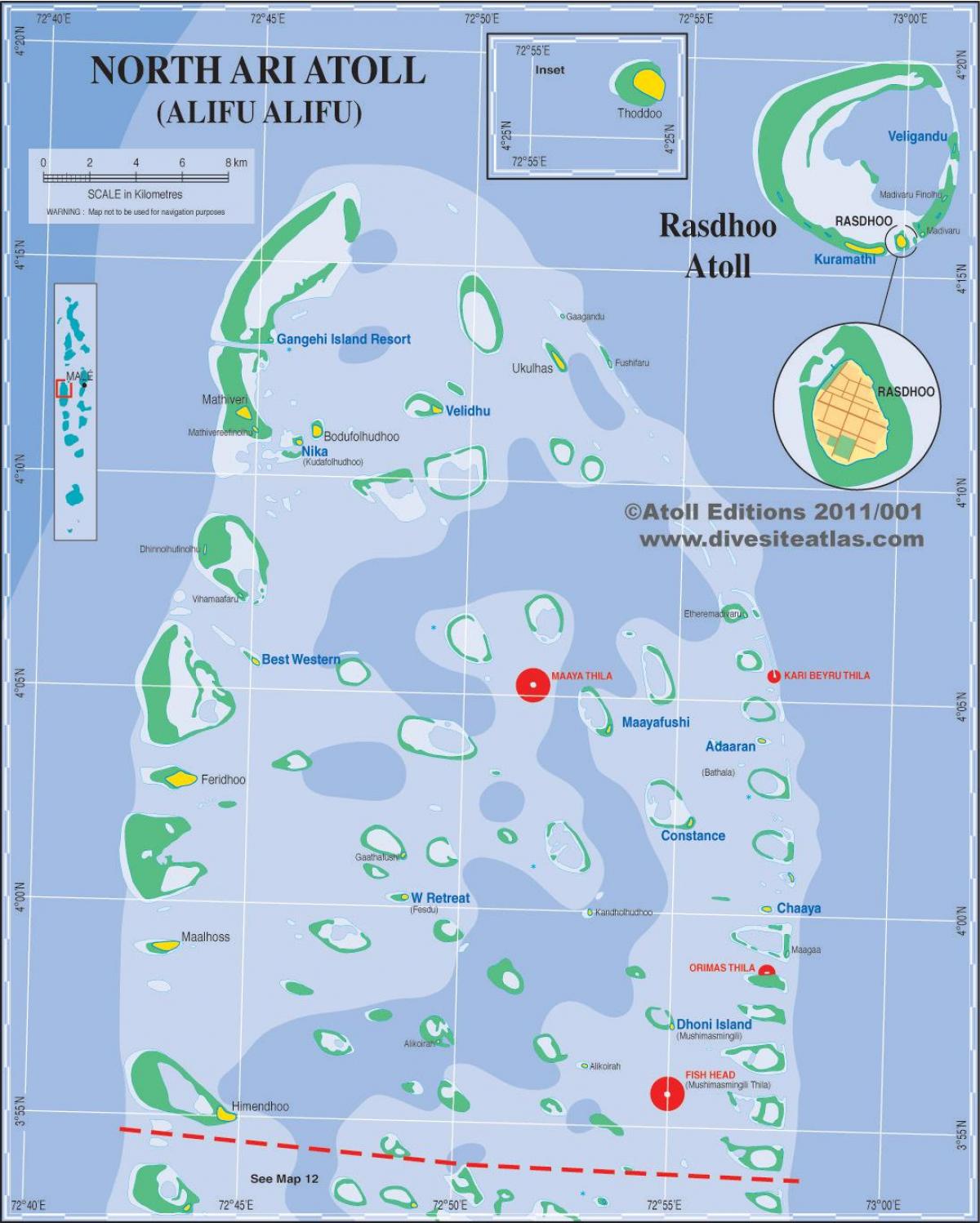 karta Ari Atol Maldivi