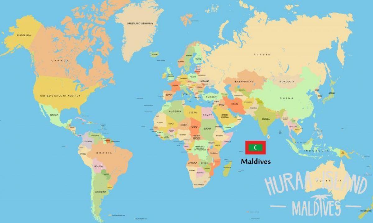 karta Maldivi na karti svijeta