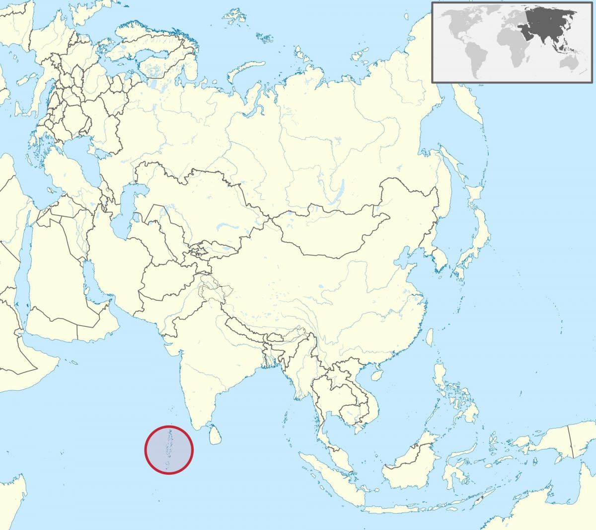 karta Maldivi karta Azije