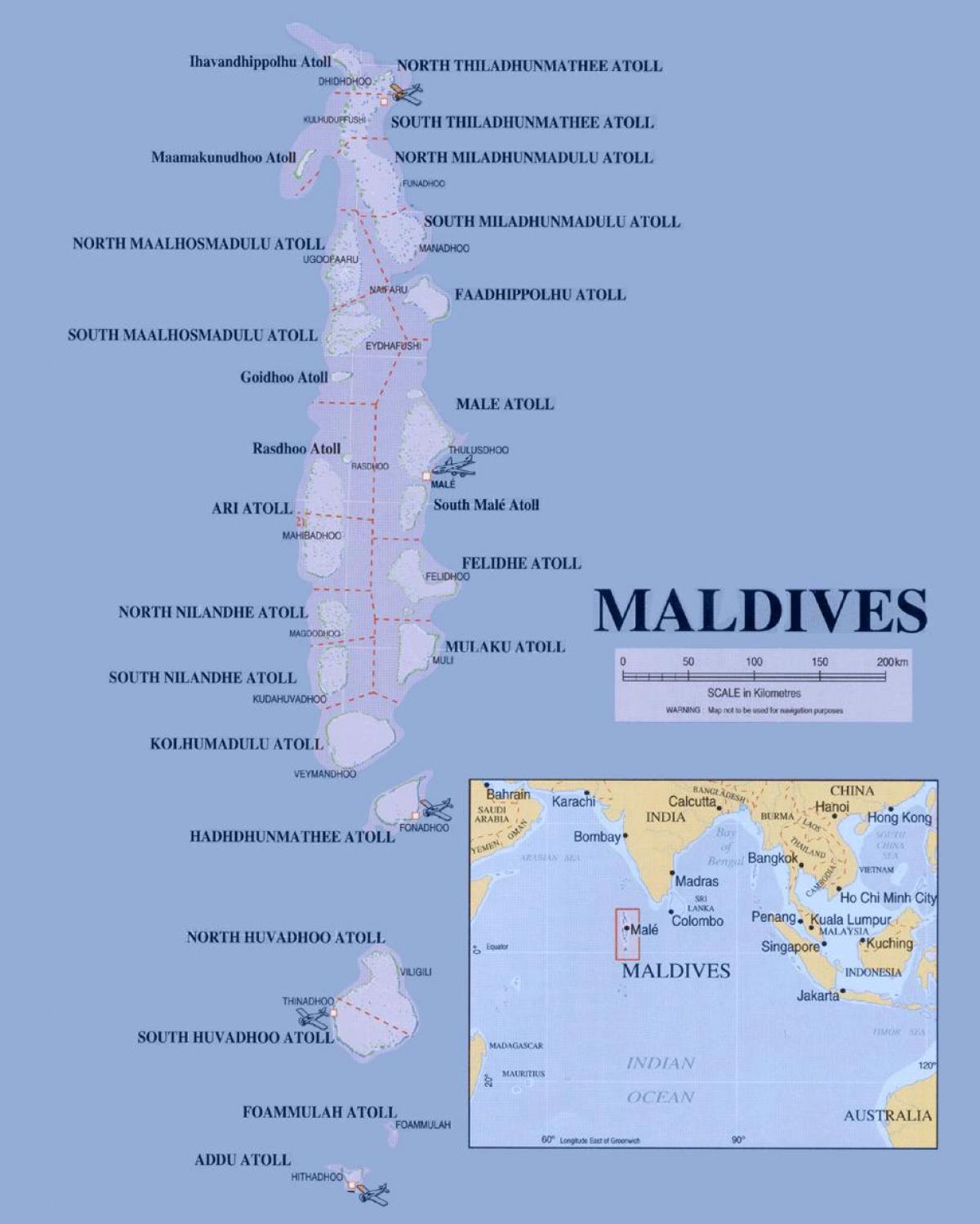 karta Maldivi političkih
