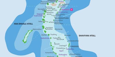 Karta Maldivi i susjednih zemalja